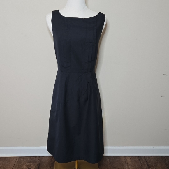 Lands' End Navy Cotton Silk Sleeveless Dress Size 6 Quiet Luxury Preppy Coastal - Picture 1 of 11